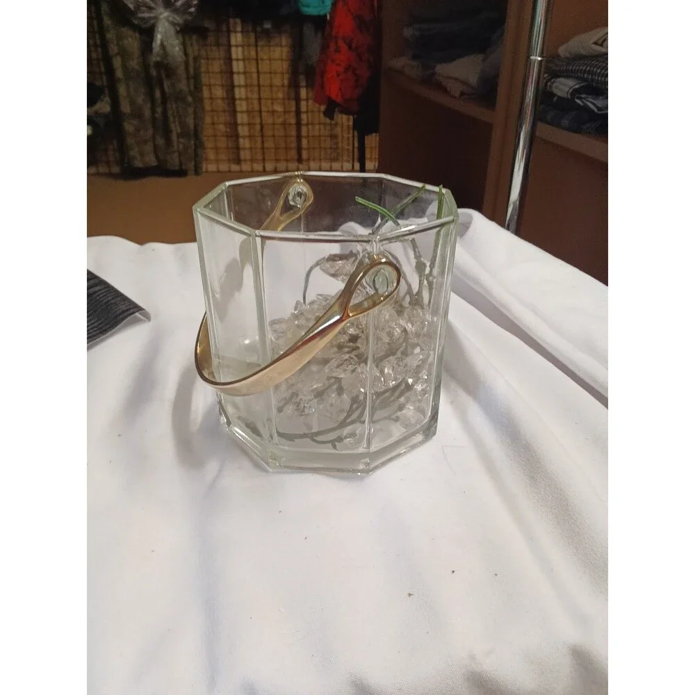 Glass Ice Bucket with Metal Handle - 25% Off 5+ Items